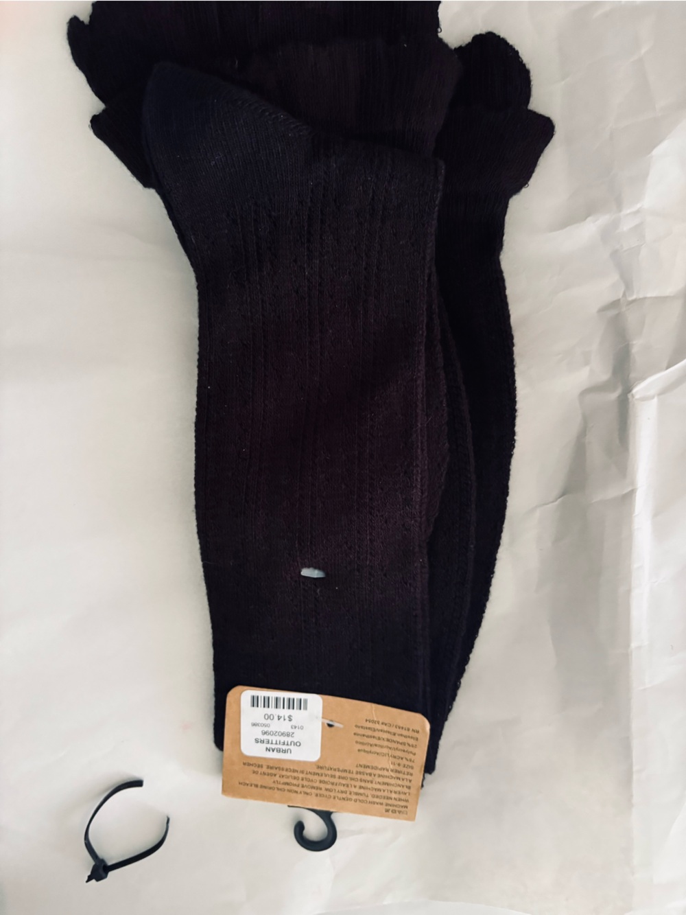LadiesURBAN OUTFITTERS Black over the knee ruffle Socks -